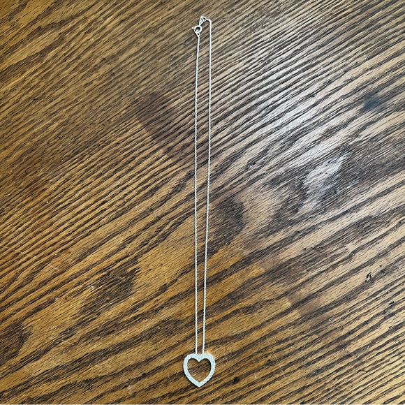 Vintage Y2K 925 Silver CZ Heart Necklace - Picture 3 of 7
